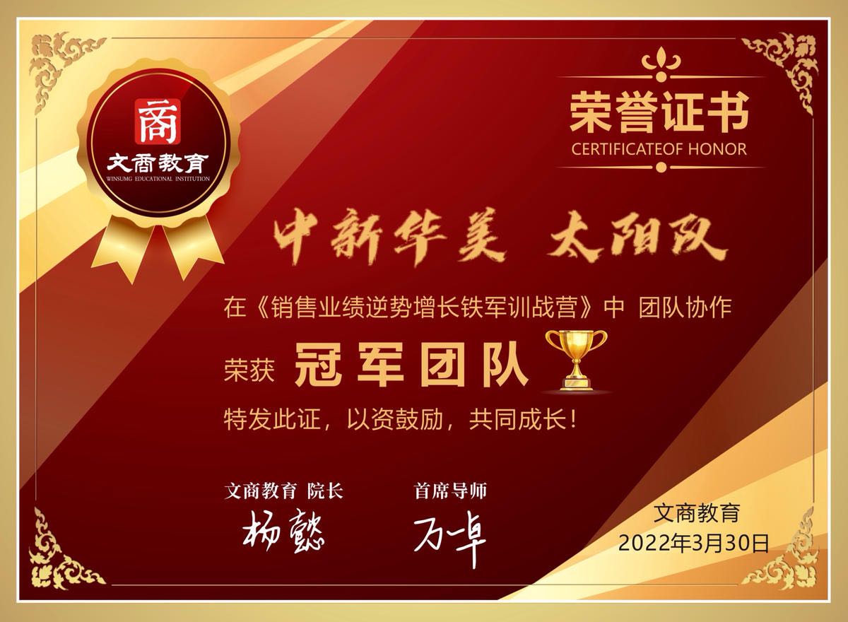 時間在哪里，成果就在哪里丨祝賀青島中新華美《銷售業(yè)績逆勢增長鐵軍訓戰(zhàn)營 》完美收官！